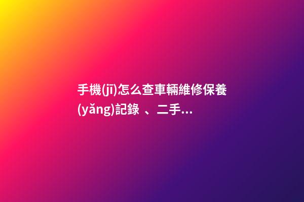 手機(jī)怎么查車輛維修保養(yǎng)記錄、二手車查詢車況？